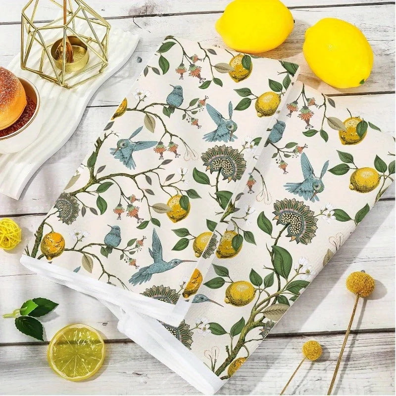 Vintage Lemon Bird Geschirrtücher – Weiches Polyester – 16x24 Zoll