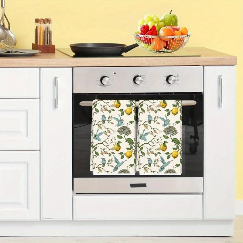 Vintage Lemon Bird Geschirrtücher – Weiches Polyester – 16x24 Zoll