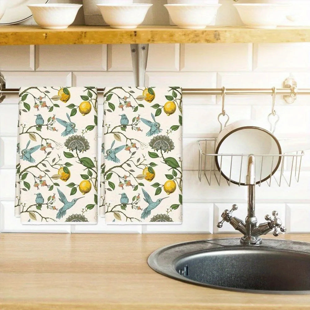 Vintage Lemon Bird Geschirrtücher – Weiches Polyester – 16x24 Zoll