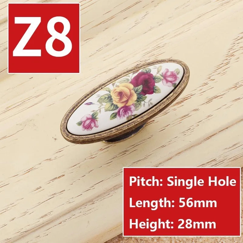 Vintage Möbelgriffe - Keramik & Zinklegierung - Antik Bronze