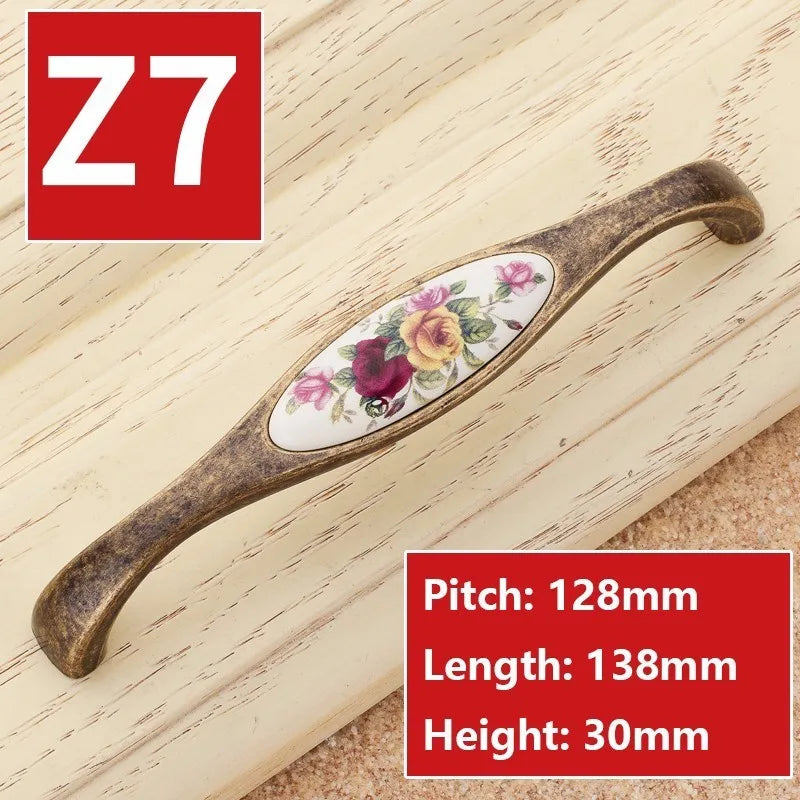 Vintage Möbelgriffe - Keramik & Zinklegierung - Antik Bronze