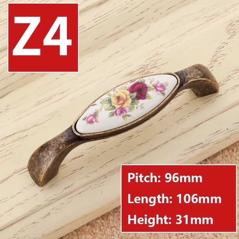 Vintage Möbelgriffe - Keramik & Zinklegierung - Antik Bronze