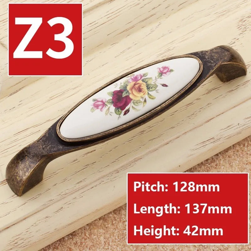 Vintage Möbelgriffe - Keramik & Zinklegierung - Antik Bronze