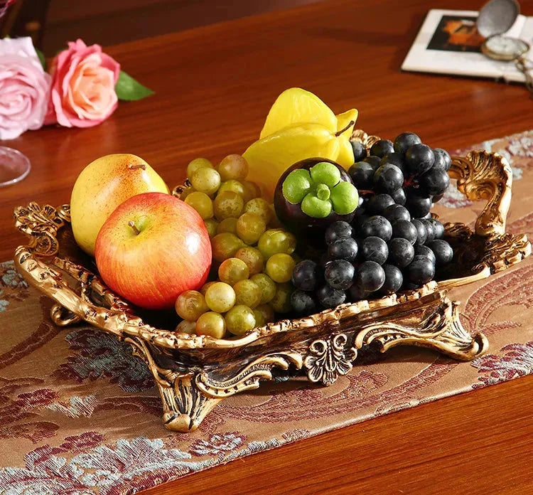 Vintage-Resin-Obsttablett – Elegantes Design – 41x25x11cm