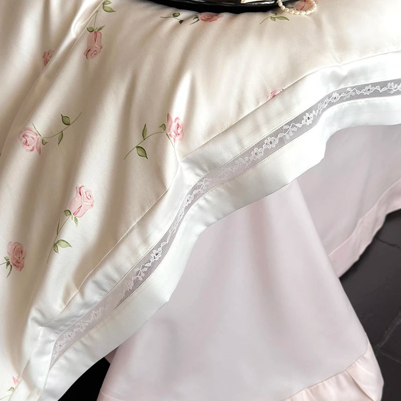 Vintage Rosen Bettwäsche – Ägyptische Baumwolle Luxus – King/Queen Grössen