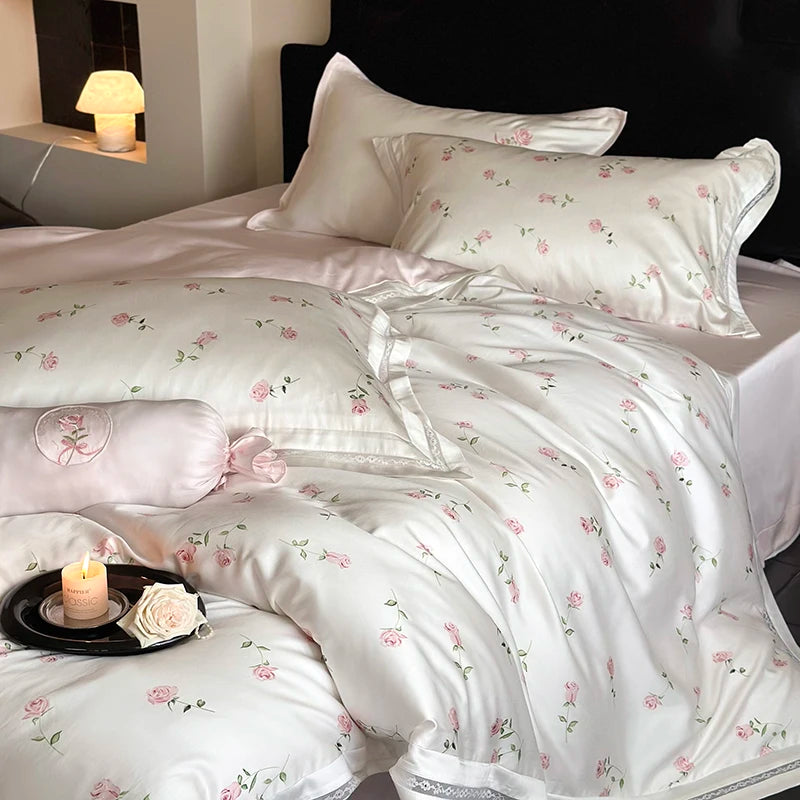 Vintage Rosen Bettwäsche – Ägyptische Baumwolle Luxus – King/Queen Grössen