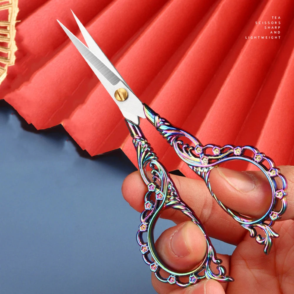 Vintage Schere – Blattmuster, Edelstahl Schnitt