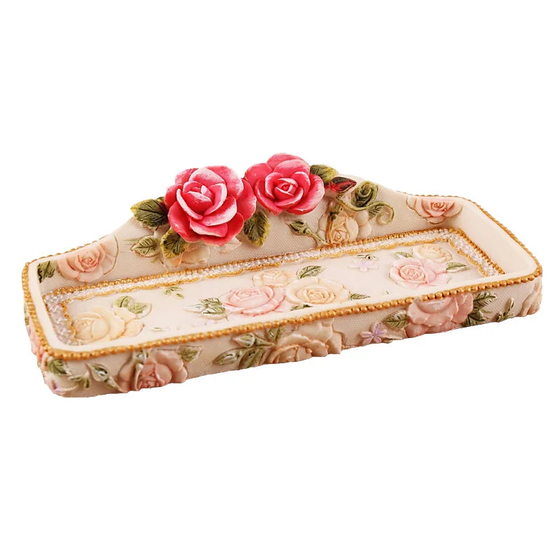 Vintage Schmucktablett aus Resin – Koreanischer Stil, 18x9.5cm