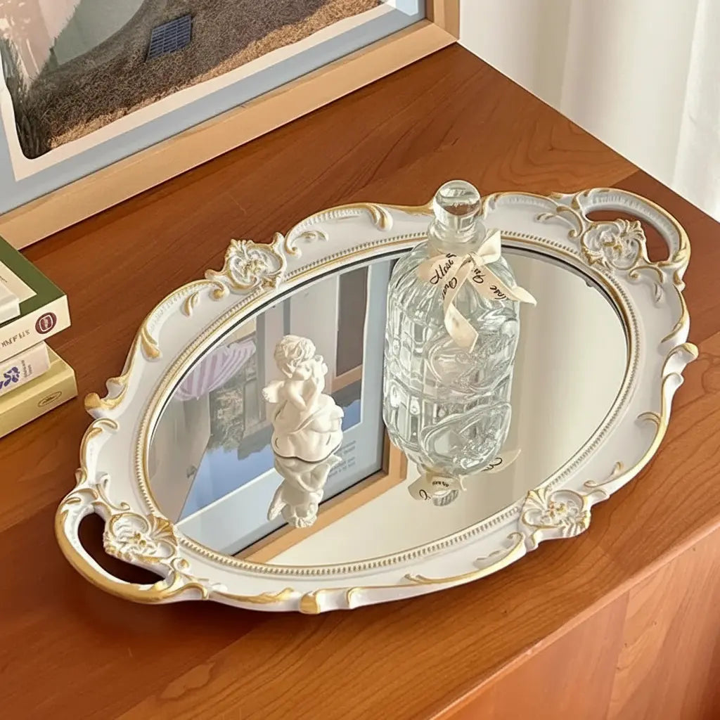 Vintage Spiegelglas Tablett – Retro Design und Facetten