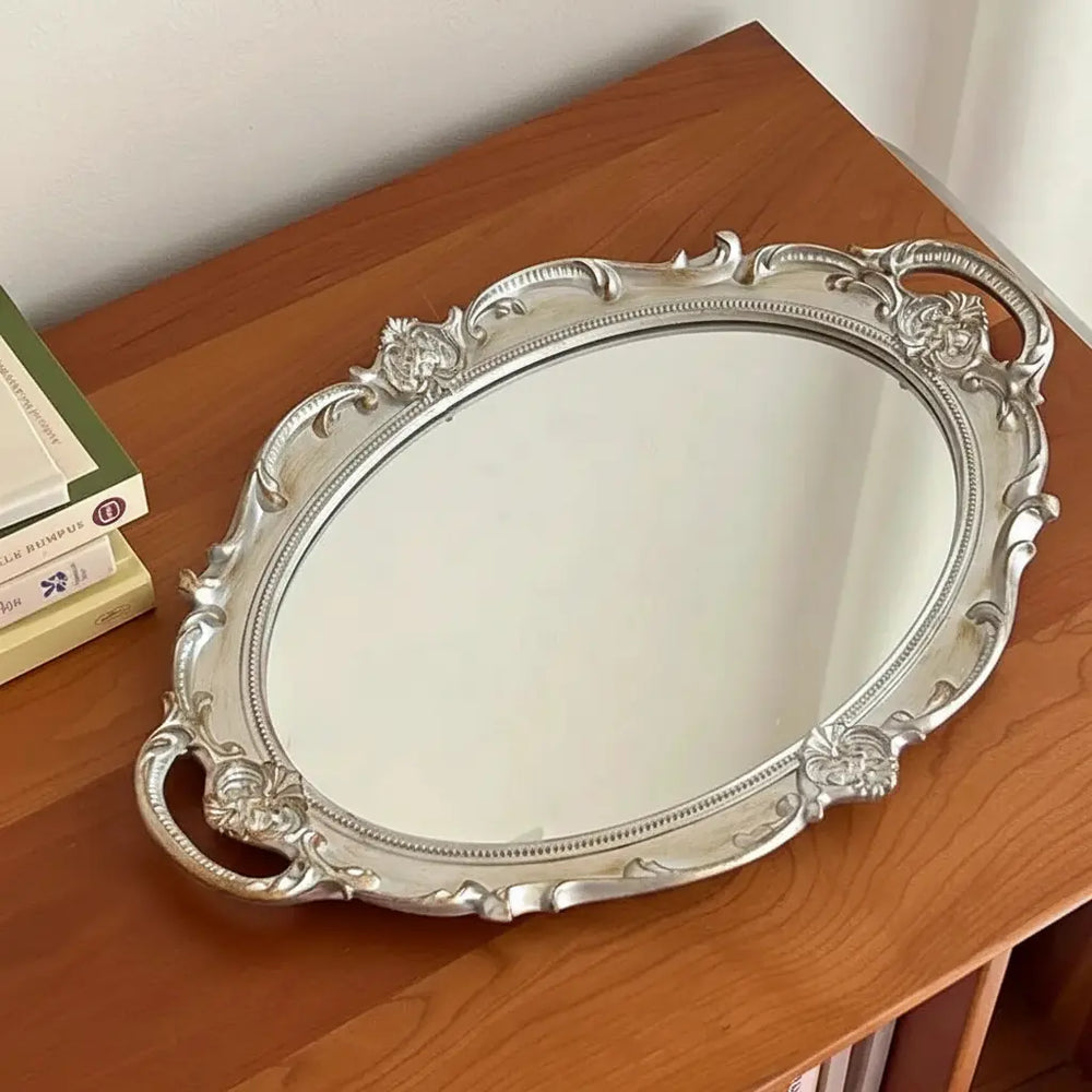 Vintage Spiegelglas Tablett – Retro Design und Facetten