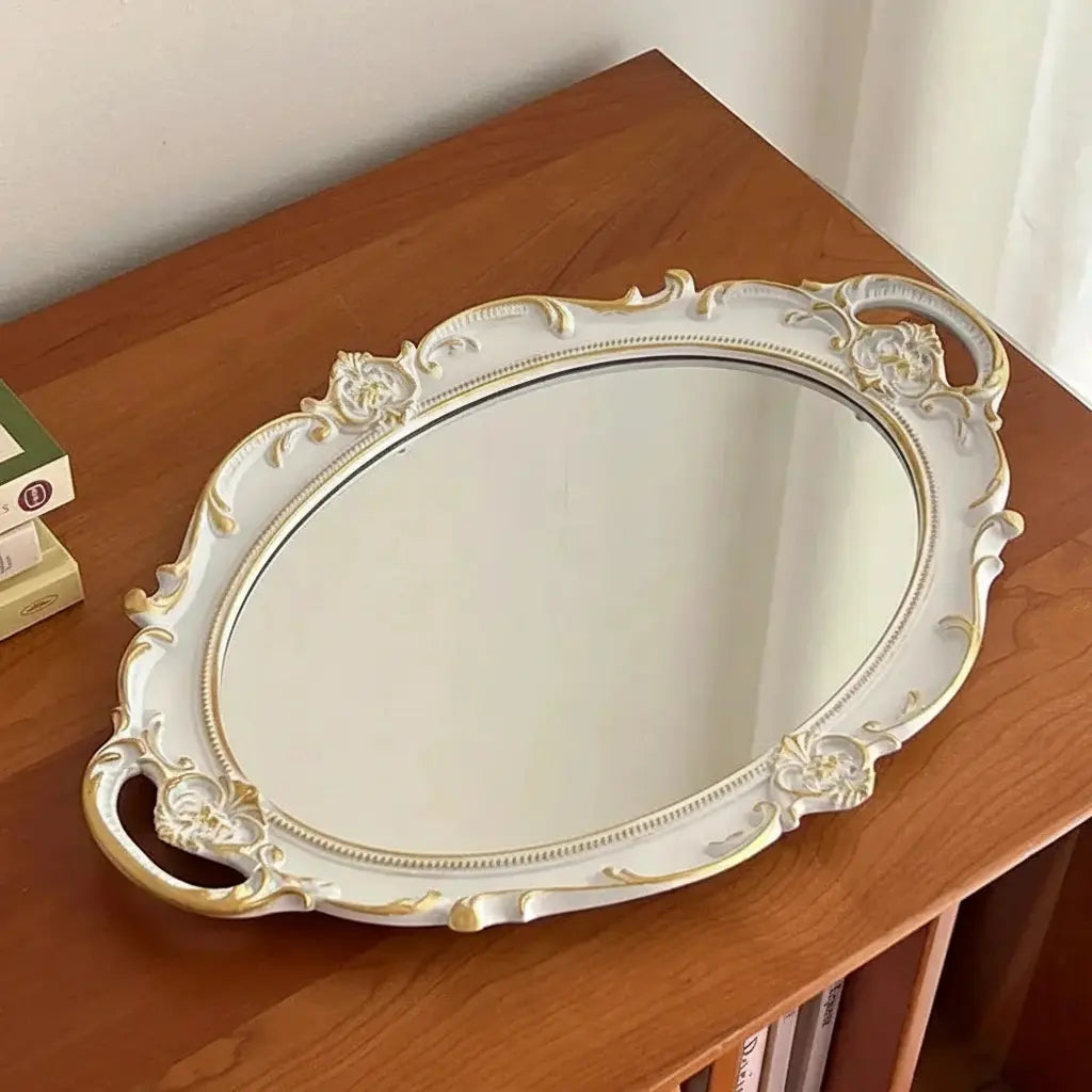 Vintage Spiegelglas Tablett – Retro Design und Facetten