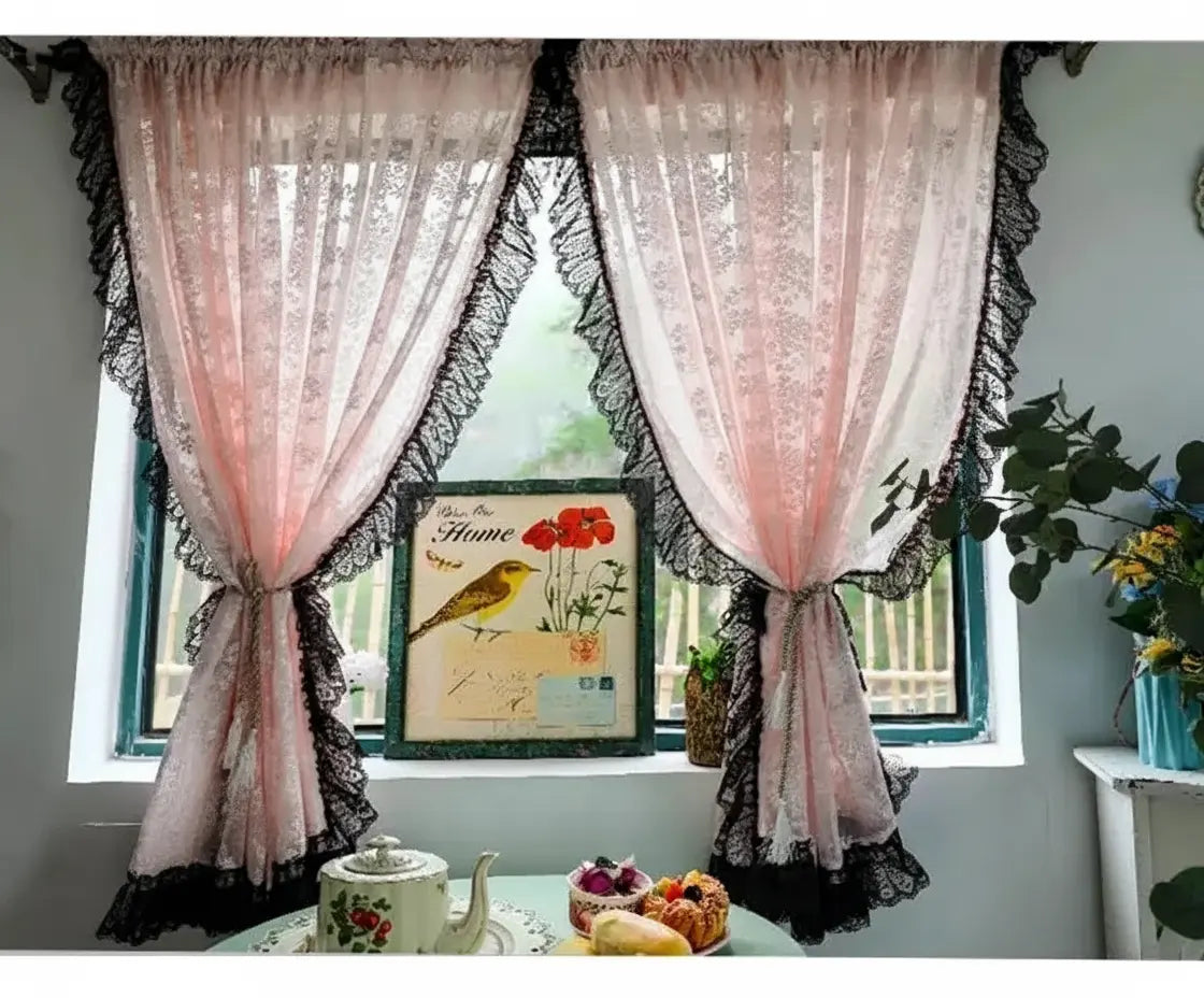 Vintage Spitzenvorhänge – Elegantes Sheer – Schlafzimmer 140x240cm