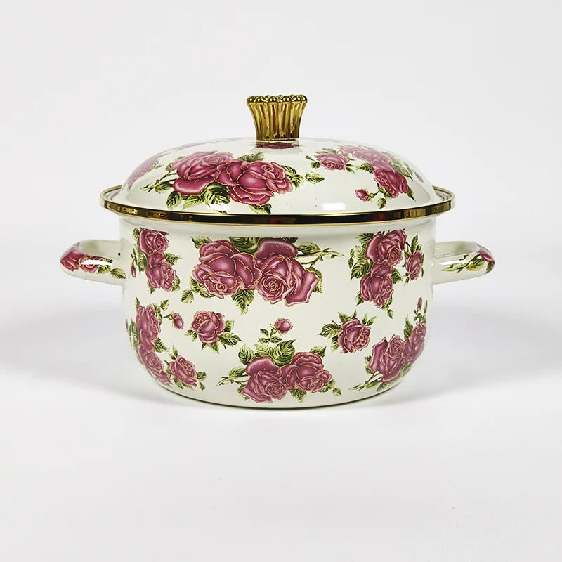 Vintage Suppentopf aus Emaille in Farbe Schwarz, Kapazität 18 cm