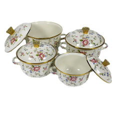 Vintage Suppentopf aus Emaille in Schwarz mit Kapazität 22 cm