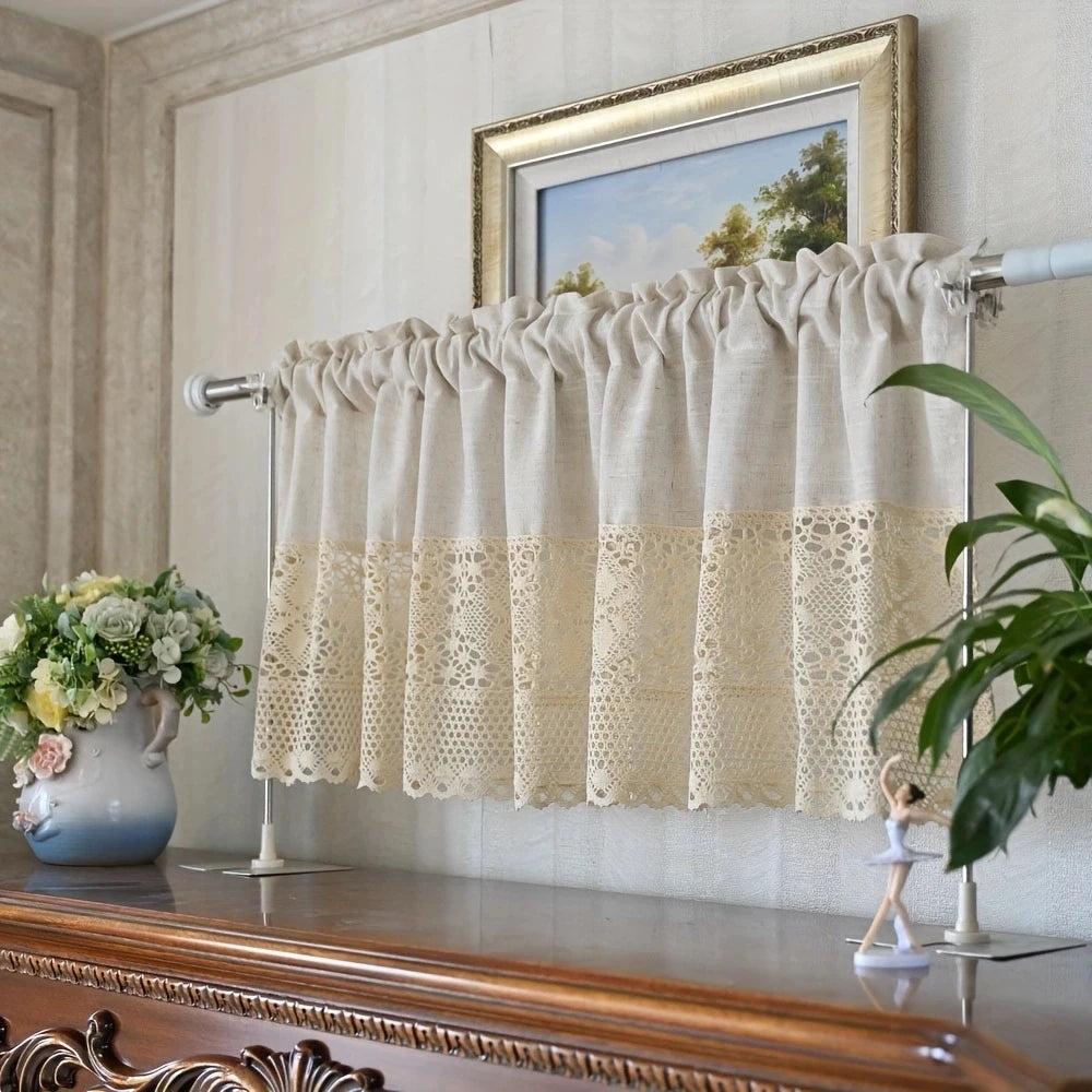 Vintage Tüllvorhang – Baumwoll-Leinen – Für Küche
