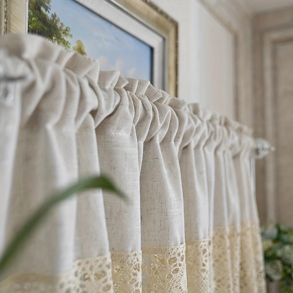 Vintage Tüllvorhang – Baumwoll-Leinen – Für Küche