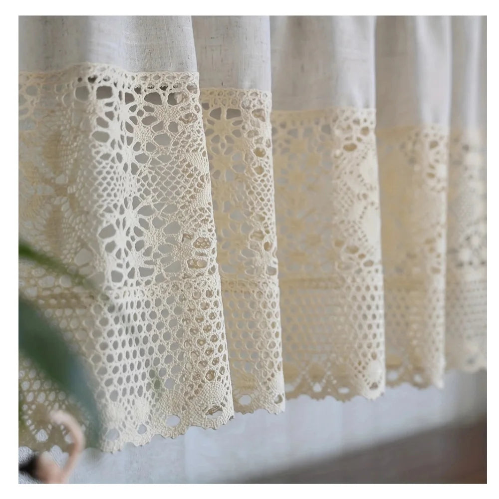 Vintage Tüllvorhang – Baumwoll-Leinen – Für Küche