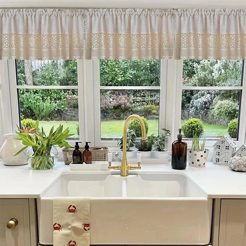 Vintage Tüllvorhang – Baumwoll-Leinen – Für Küche