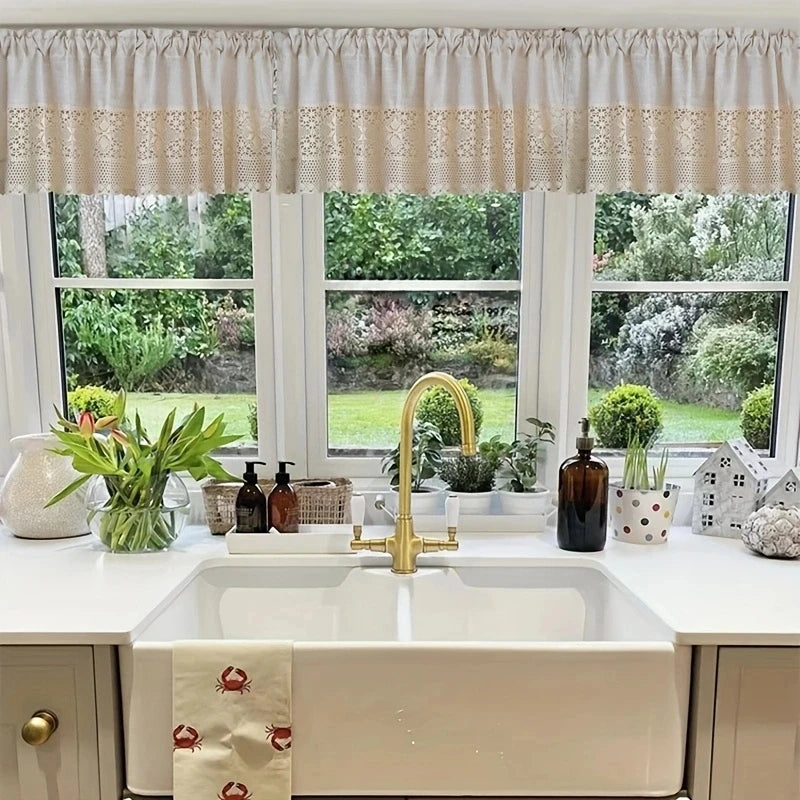 Vintage Tüllvorhang – Baumwoll-Leinen – Für Küche
