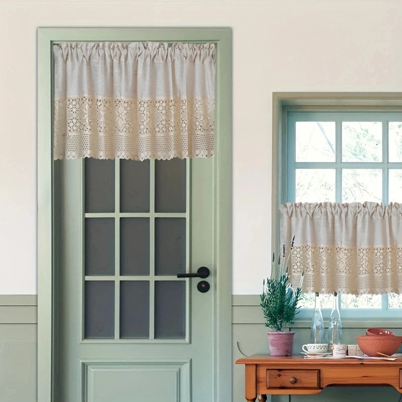 Vintage Tüllvorhang – Baumwoll-Leinen – Für Küche