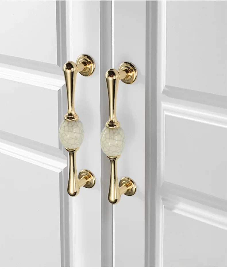 Vintage Türgriffe aus Zinklegierung – Gold, Weiss, Massivholz