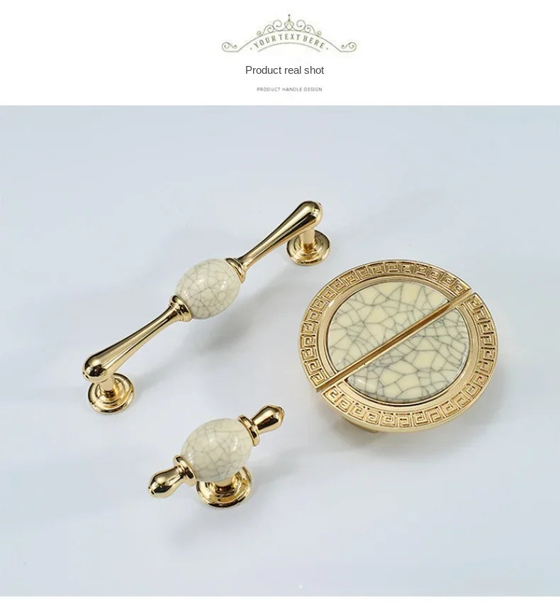 Vintage Türgriffe aus Zinklegierung – Gold, Weiss, Massivholz