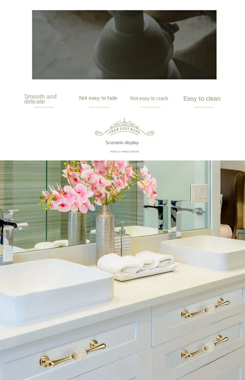 Vintage Türgriffe aus Zinklegierung – Gold, Weiss, Massivholz