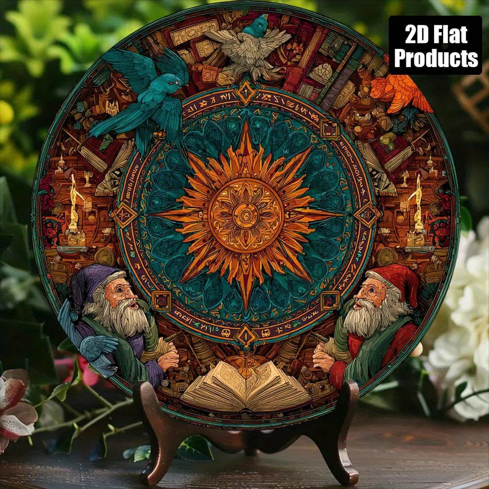 Vintage Wandplatte – Türkisblau & Golden Aluminium – 20x20cm