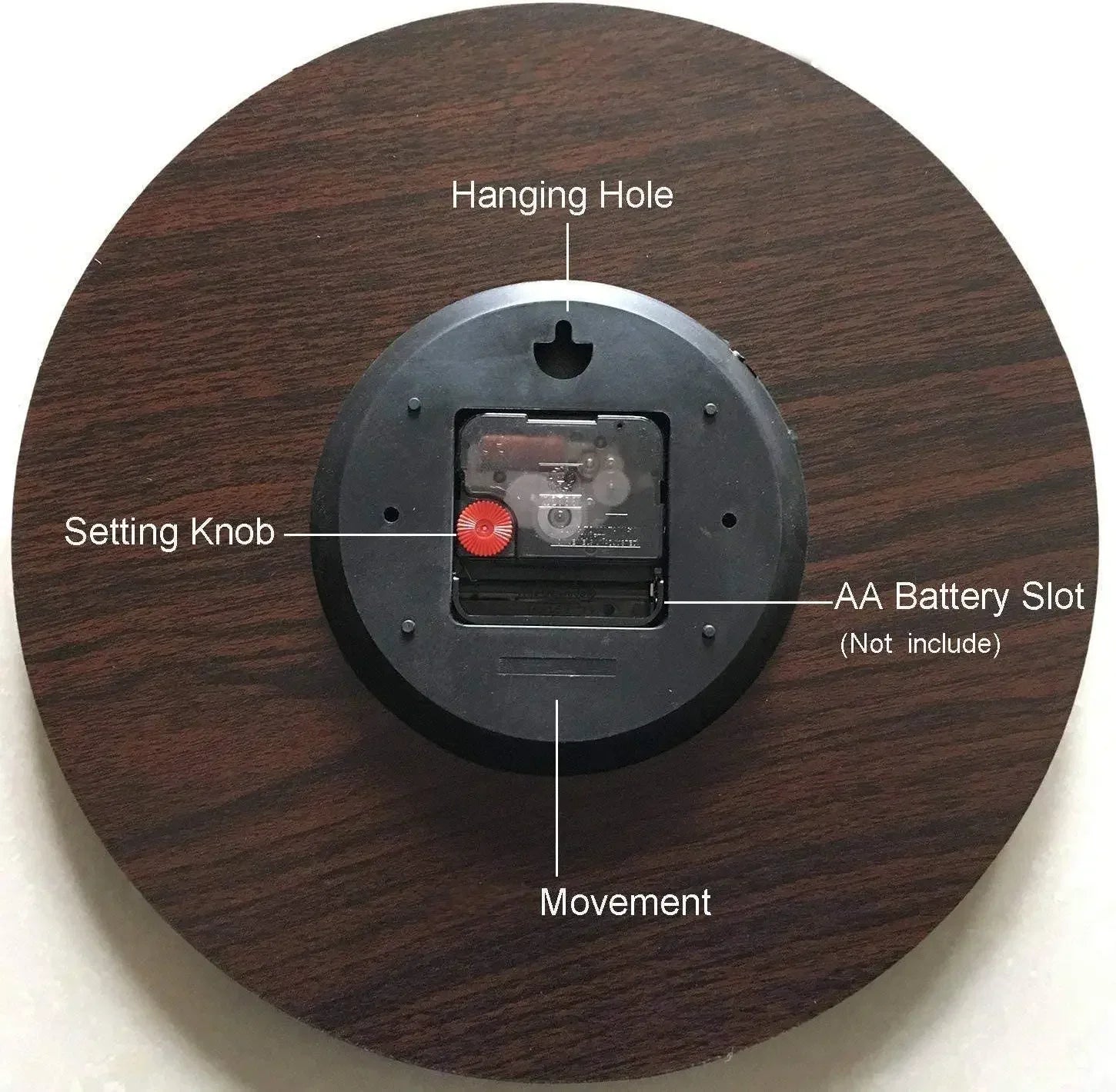 Vintage Wanduhr aus Holz-MDF, rund, 40cm, Farbe: hlc10176R, modernes Design
