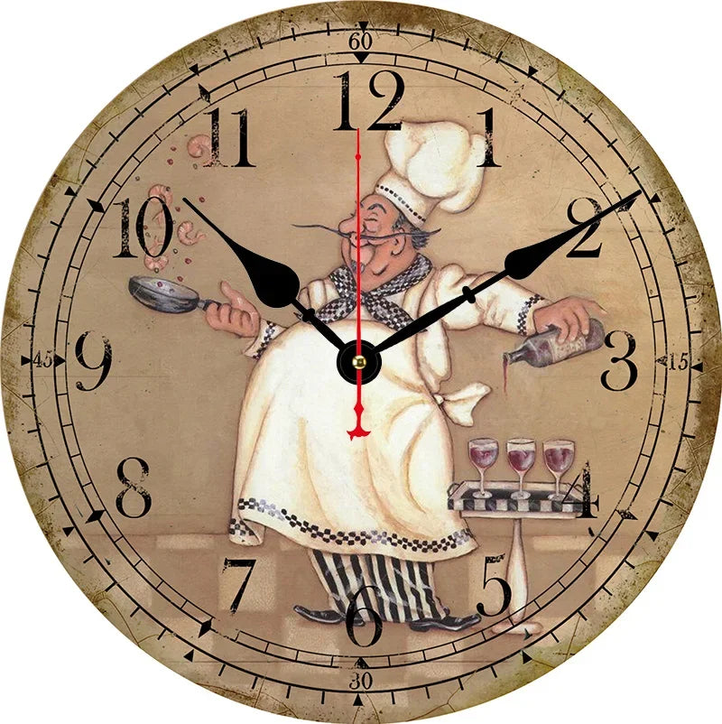 Runde Wanduhr aus Holz-MDF im Vintage Stil, 40cm Durchmesser