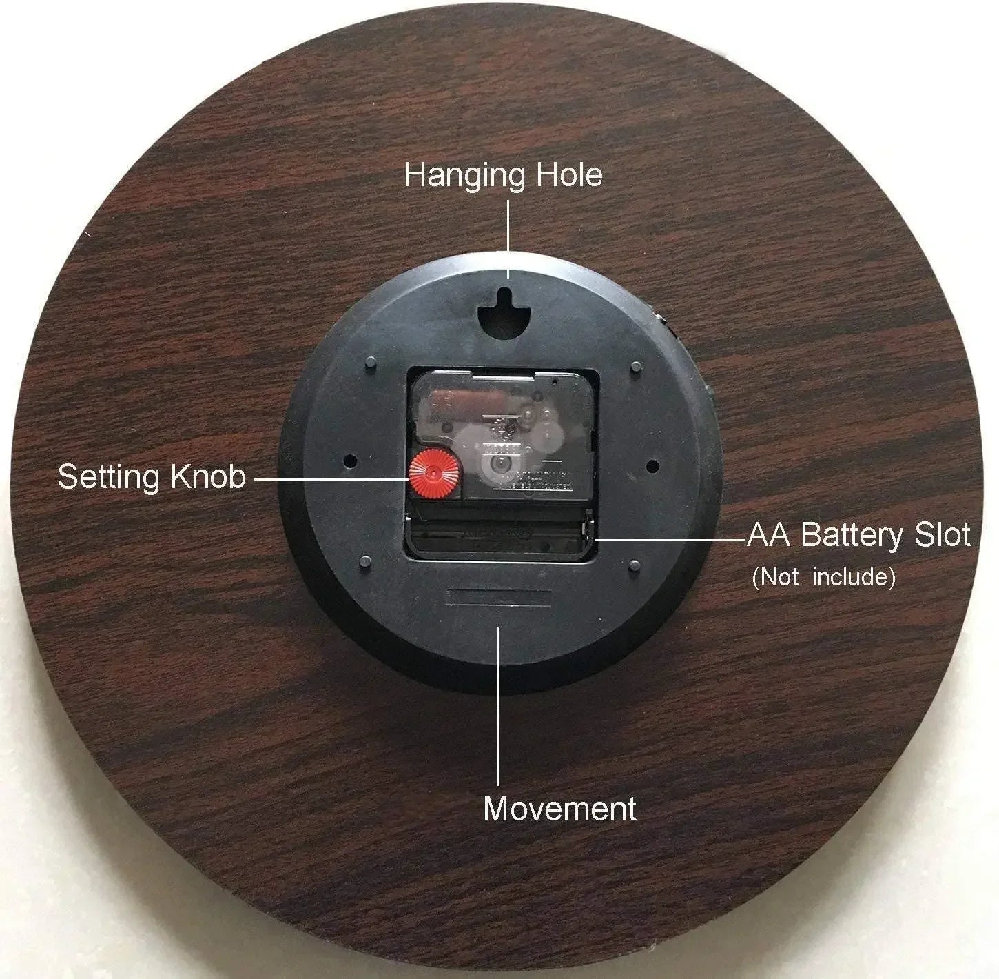 Runde Vintage Wanduhr aus Holz-MDF in Farbe hlc10176R, 40 cm Durchmesser