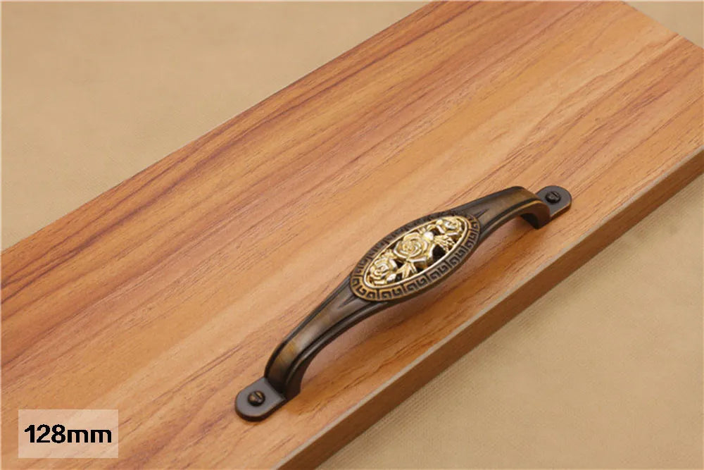 Vintage Zinklegierungsgriff – Rosen-Design 58mm/96mm/128mm