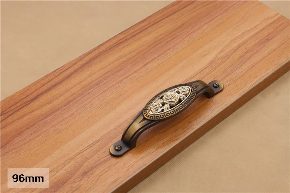 Vintage Zinklegierungsgriff – Rosen-Design 58mm/96mm/128mm