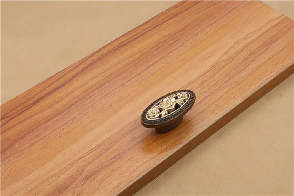 Vintage Zinklegierungsgriff – Rosen-Design 58mm/96mm/128mm