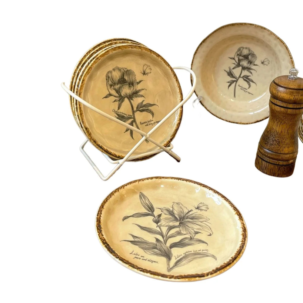 Vintageteller Keramik – Florales Design – 6 Zoll