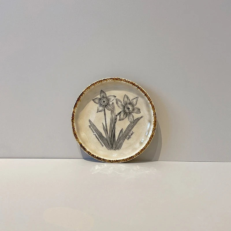 Vintageteller Keramik – Florales Design – 6 Zoll