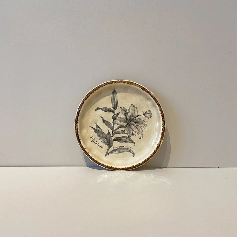 Vintageteller Keramik – Florales Design – 6 Zoll