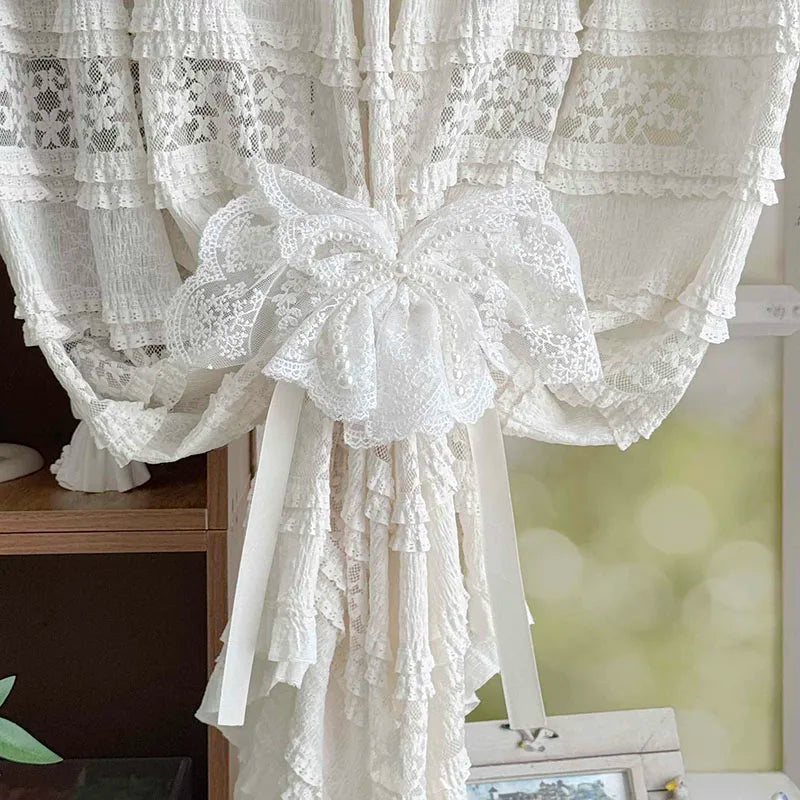 Vorhanghalter – Koreanische Spitze/Schleifen – 2er-Set