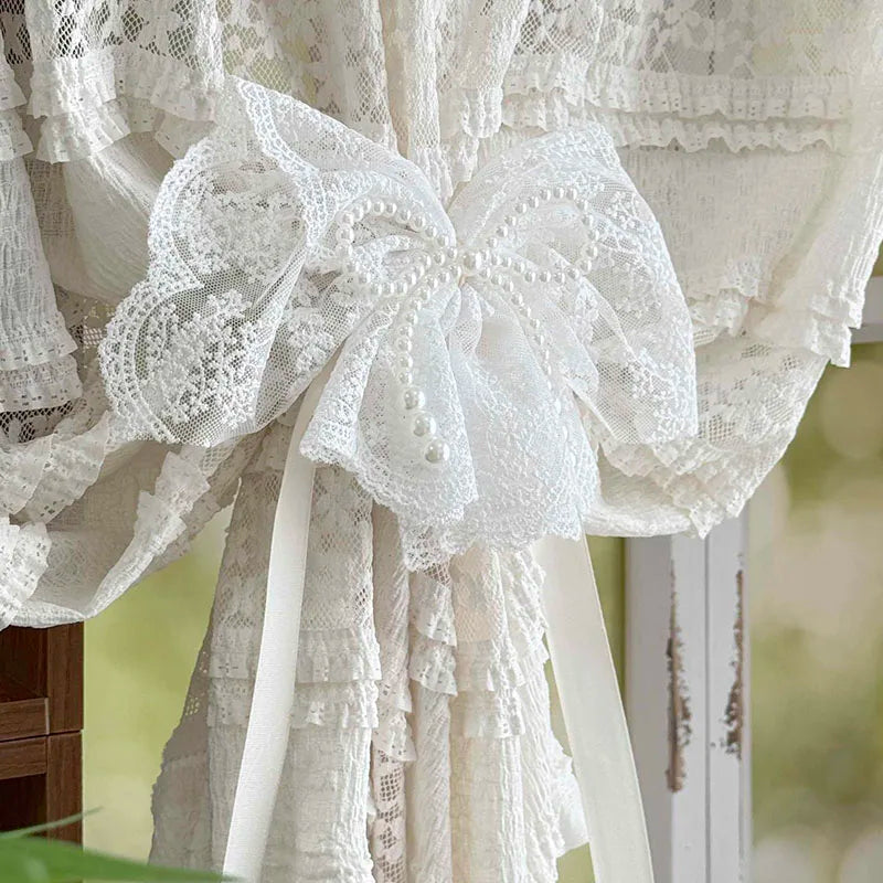 Vorhanghalter – Koreanische Spitze/Schleifen – 2er-Set