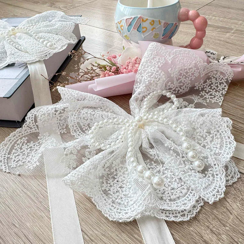 Vorhanghalter – Koreanische Spitze/Schleifen – 2er-Set