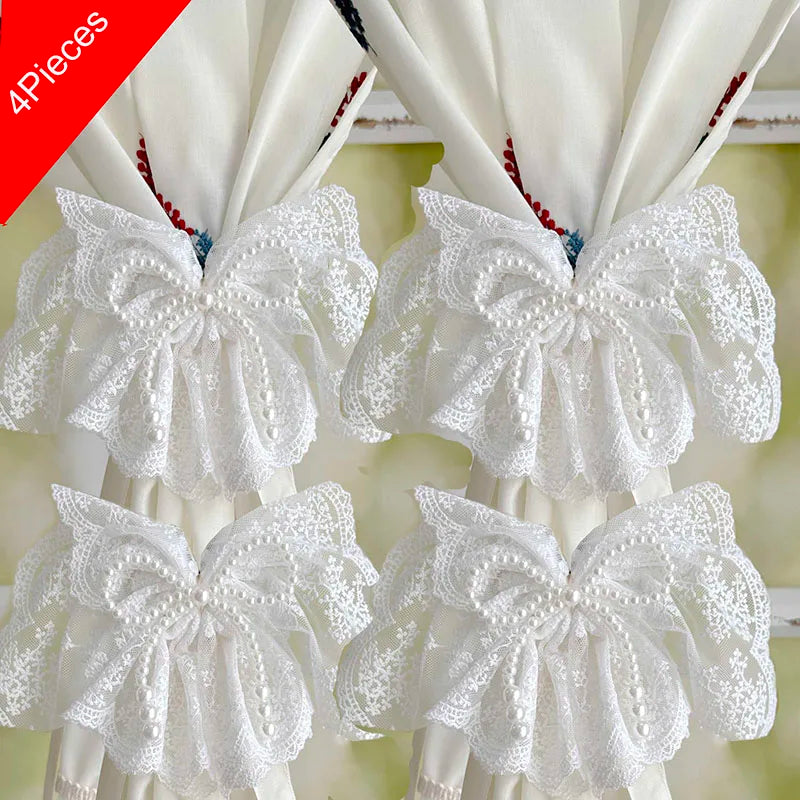 Vorhanghalter – Koreanische Spitze/Schleifen – 2er-Set