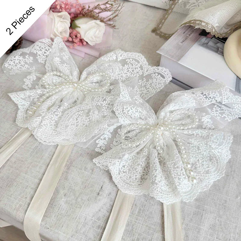 Vorhanghalter – Koreanische Spitze/Schleifen – 2er-Set