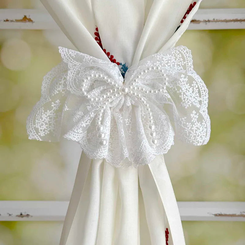 Vorhanghalter – Koreanische Spitze/Schleifen – 2er-Set