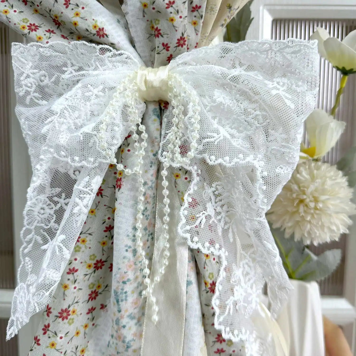 Vorhanghalter – Pastoral Spitze Perlen – 2 Stück