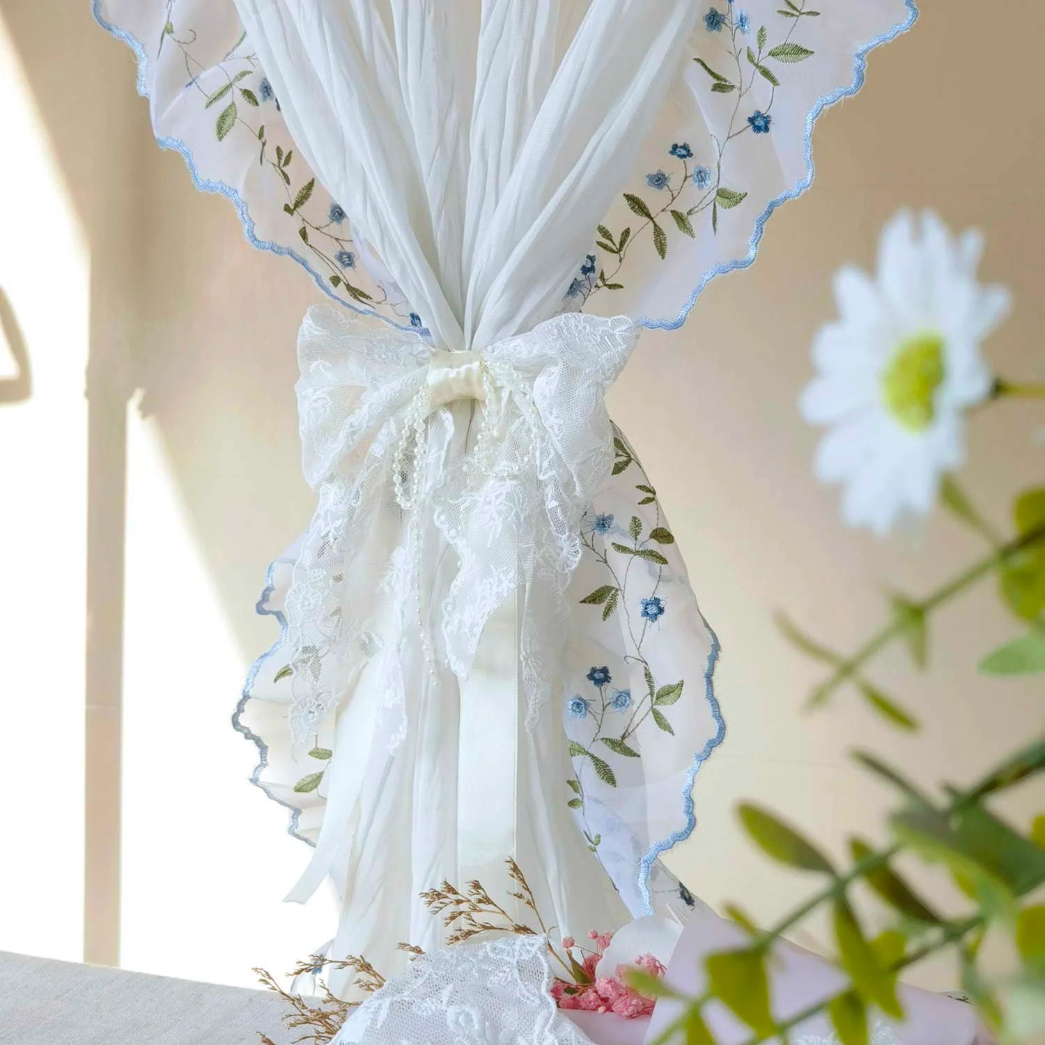 Vorhanghalter – Pastoral Spitze Perlen – 2 Stück