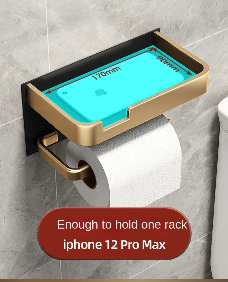 WC-Rollenhalter – Schwarz Gold – Wandmontage