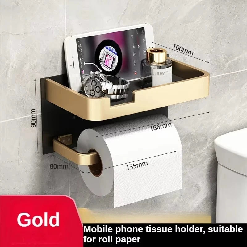 WC-Rollenhalter – Schwarz Gold – Wandmontage