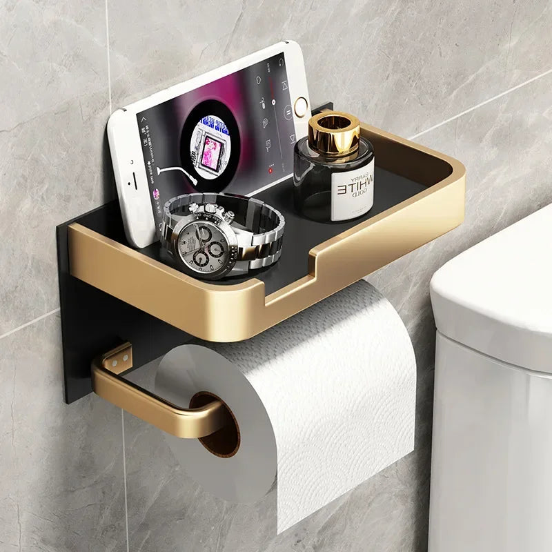WC-Rollenhalter – Schwarz Gold – Wandmontage