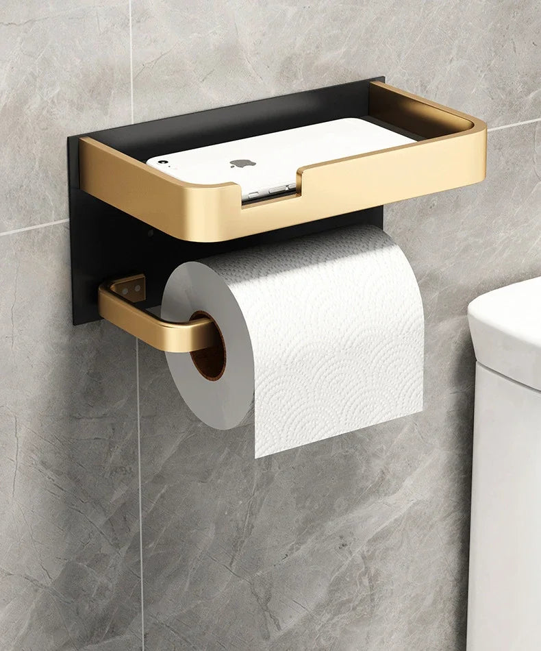 WC-Rollenhalter – Schwarz Gold – Wandmontage