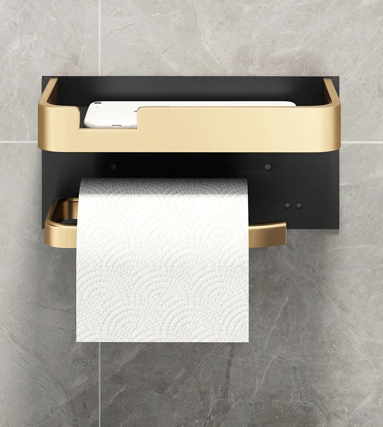 WC-Rollenhalter – Schwarz Gold – Wandmontage